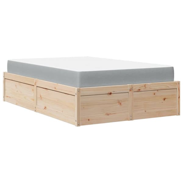 Säng med madrass 120x190 cm massiv furu