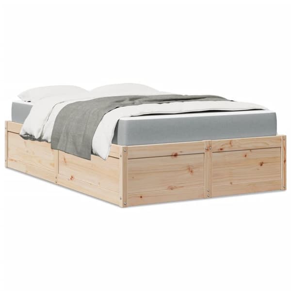 Säng med madrass 120x190 cm massiv furu
