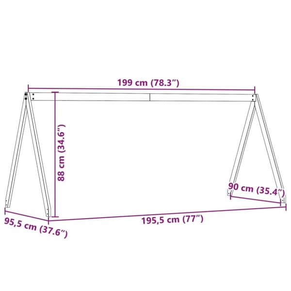Tak till barnsäng 199x95,5x88 cm massiv furu