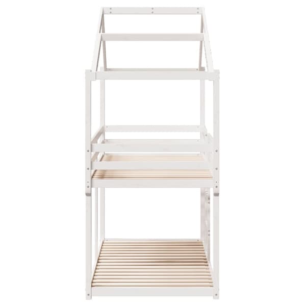 Våningssäng med tak vit 80x200 cm massiv furu