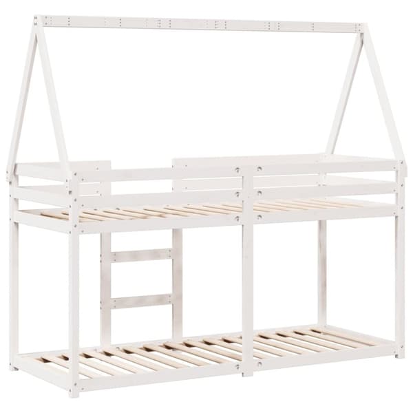 køjeseng med tag 90x200 cm massivt fyrretræ hvid