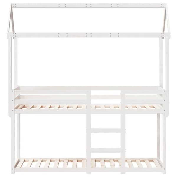 Våningssäng med tak vit 75x190 cm massiv furu