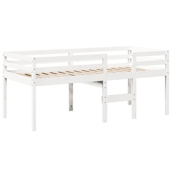 Hög säng med tak vit 90x200 cm massiv furu