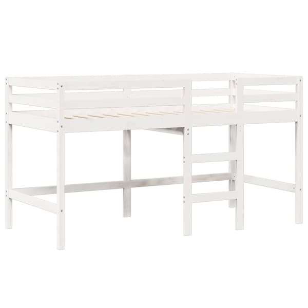 Hög säng med tak vit 80x200 cm massiv furu