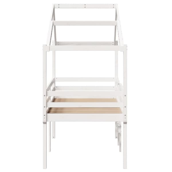 Hög säng med tak vit 80x200 cm massiv furu