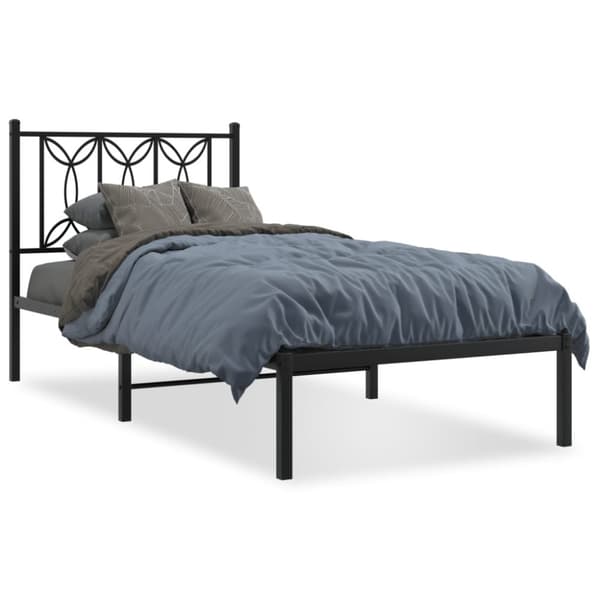 sengeramme med sengegavl 90x190 cm metal sort