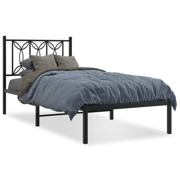 sengeramme med sengegavl 90x190 cm metal sort