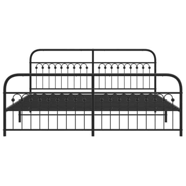 sengeramme med sengegavl og fodgærde 193x203 cm metal sort