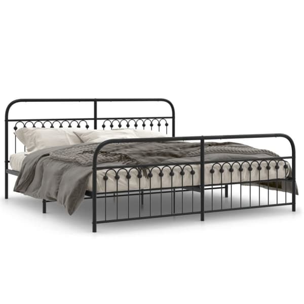 sengeramme med sengegavl og fodgærde 193x203 cm metal sort