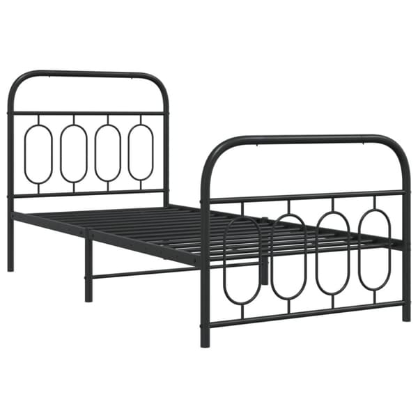 sengeramme med sengegavl og fodgærde 80x200 cm metal sort