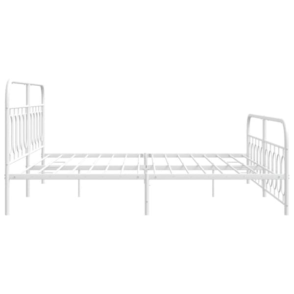 sengeramme med sengegavl og fodgærde 200x200 cm metal hvid