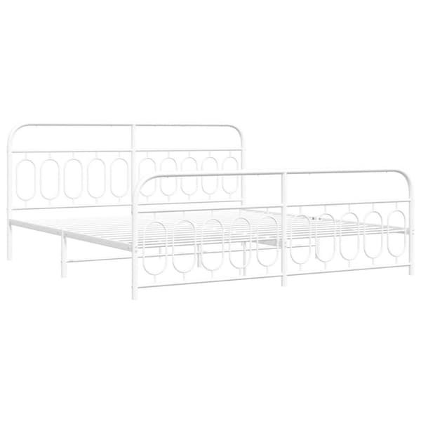 sengeramme med sengegavl og fodgærde 200x200 cm metal hvid