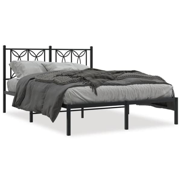 sengeramme med sengegavl 140x200 cm metal sort