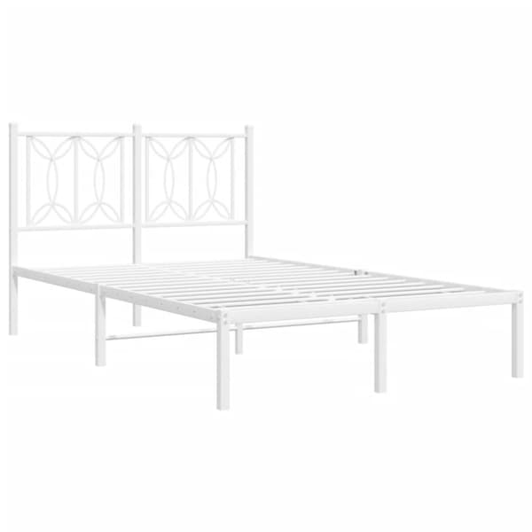 Sängram med huvudgavel metall vit 120x190 cm