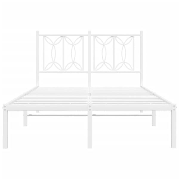 Sängram med huvudgavel metall vit 120x190 cm