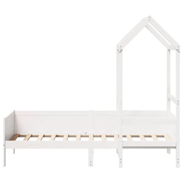 Dagbädd med tak vit 90x190 cm massiv furu