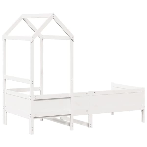Dagbädd med tak vit 90x190 cm massiv furu