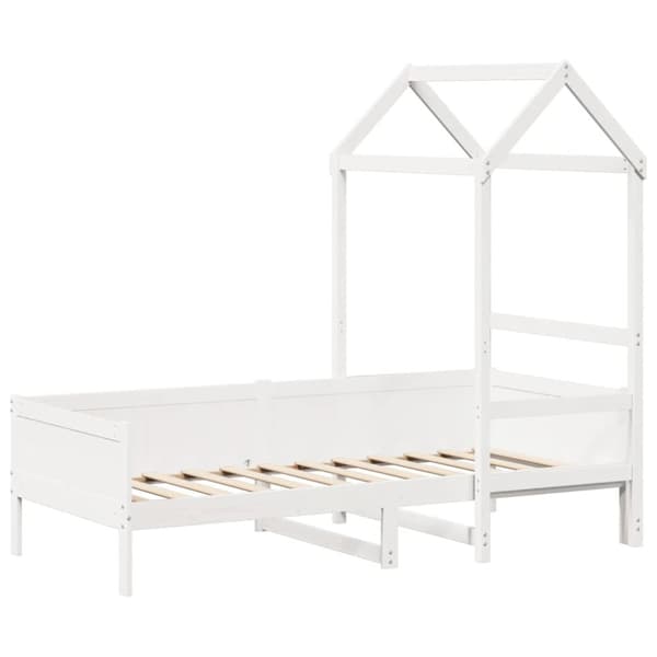 Dagbädd med tak vit 90x190 cm massiv furu