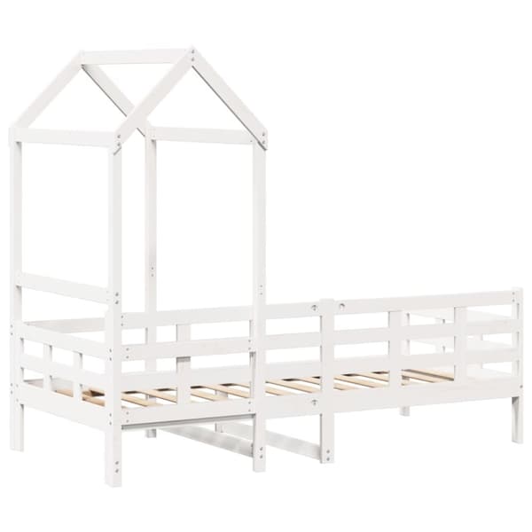 daybed med tag 90x200 cm massivt fyrretræ hvid