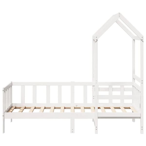 Dagbänk med bänk och tak vit 90x200 cm massiv furu