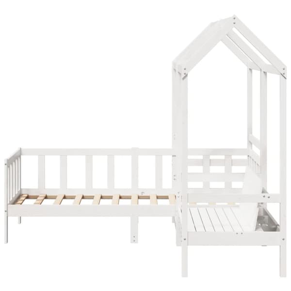 Dagbänk med bänk och tak vit 90x200 cm massiv furu