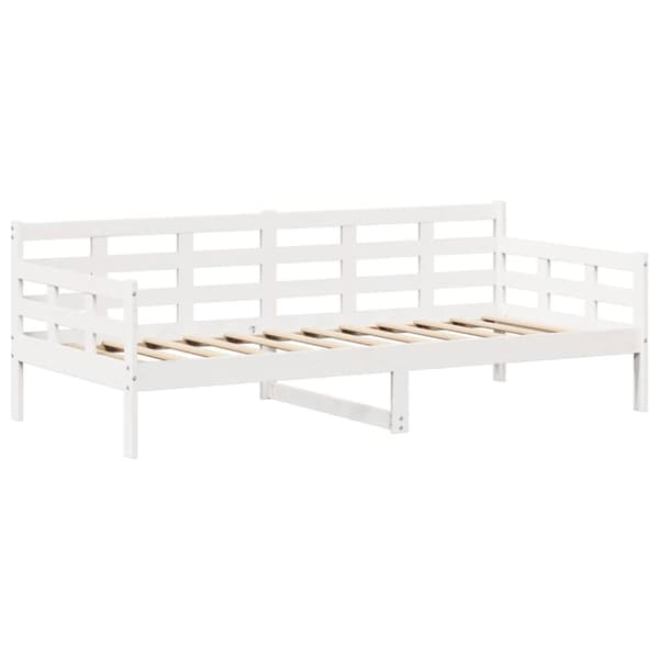 Dagbädd med bänk och tak vit 80x200 cm massiv furu