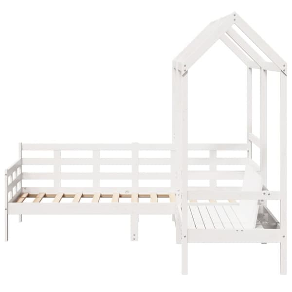 Dagbädd med bänk och tak vit 80x200 cm massiv furu