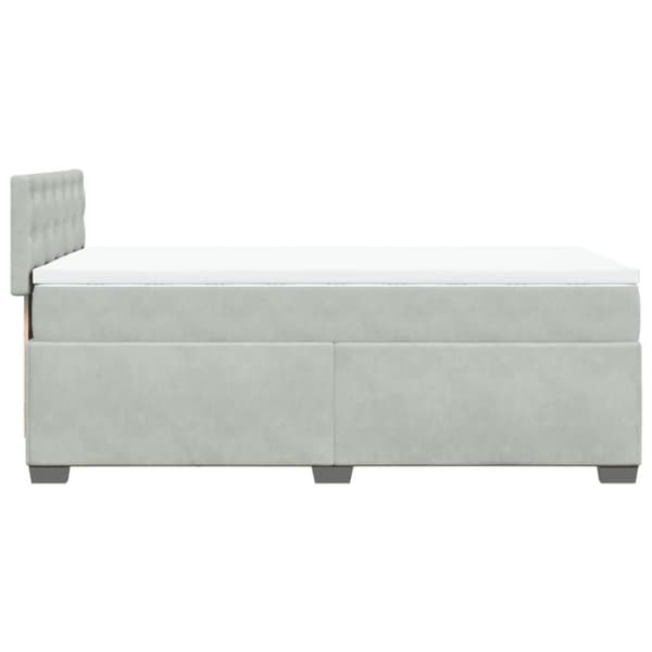 kontinentalseng med madras 90x200cm fløjl lysegrå