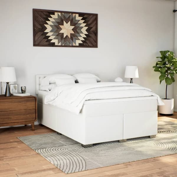 kontinentalseng med madras 140x190 cm kunstlæder hvid