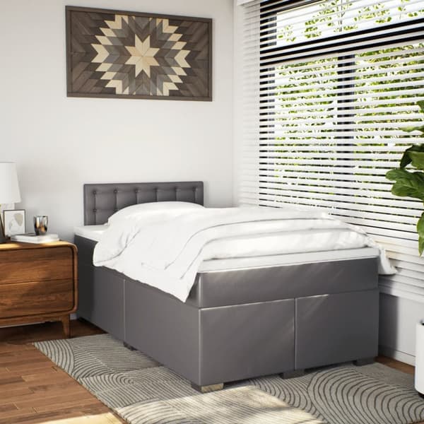 kontinentalseng med madras 120x190 cm kunstlæder grå