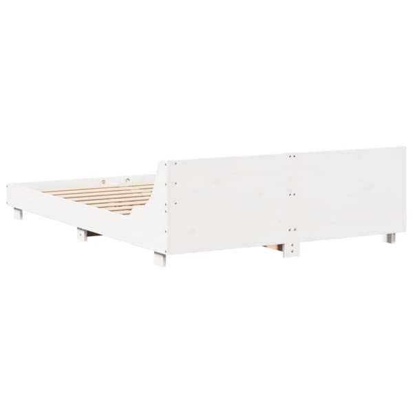 Sängram utan madrass vit 150x200 cm massiv furu