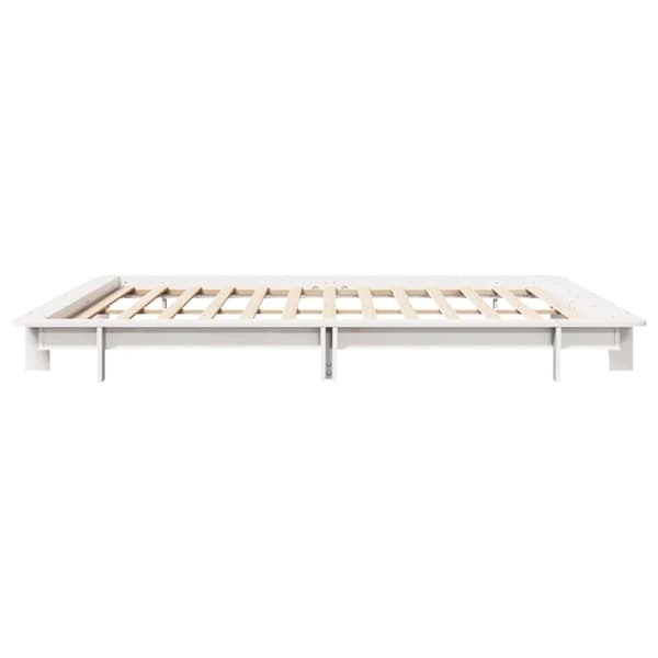 sengeramme uden madras 200x200 cm massivt fyrretræ hvid