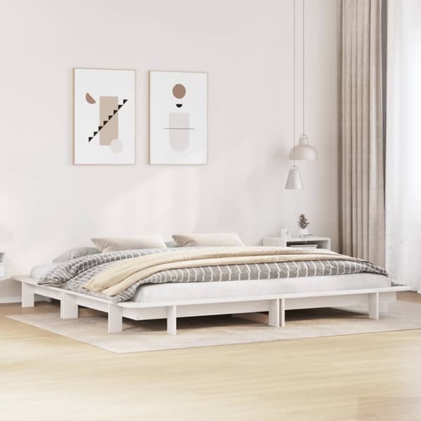 sengeramme uden madras 200x200 cm massivt fyrretræ hvid