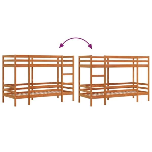 køjeseng 80x200 cm massivt fyrretræ voksbrun