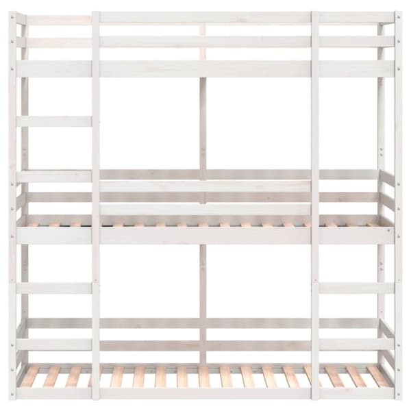 Våningssäng 3 våningar vit 90x200 cm massiv furu