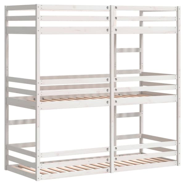 Våningssäng 3 våningar vit 90x200 cm massiv furu