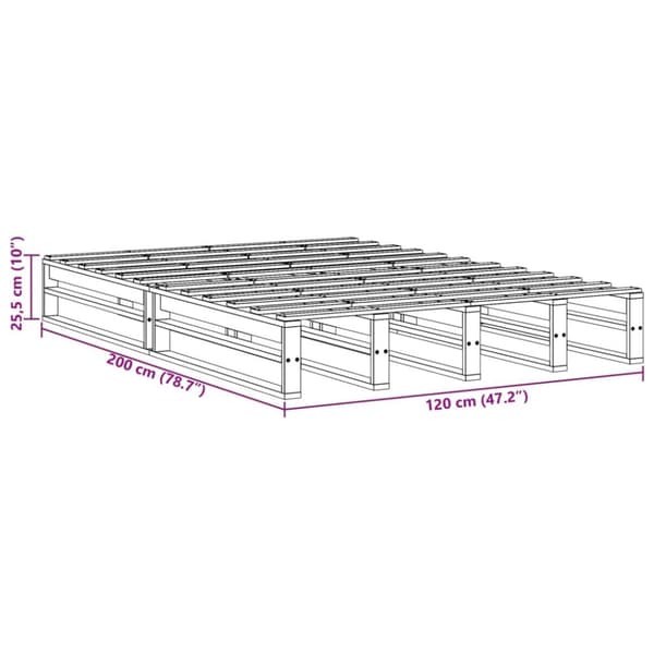 sengeramme uden madras 120x200 cm massivt fyrretræ gyldenbrun