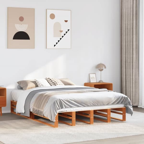 sengeramme uden madras 120x200 cm massivt fyrretræ gyldenbrun