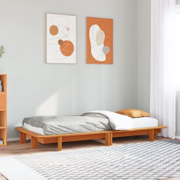 sengeramme uden madras 90x190 cm massivt fyrretræ gyldenbrun