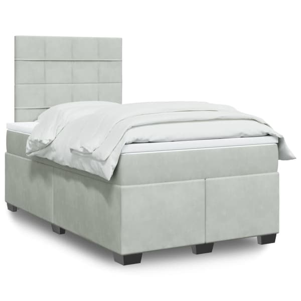 kontinentalseng med madras 120x190 cm velour lysegrå