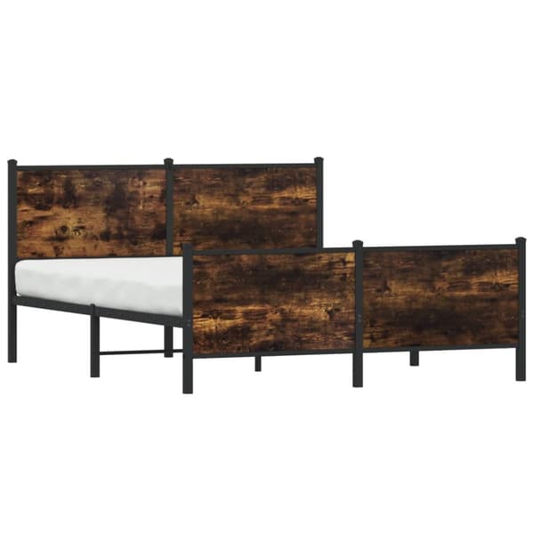 sengeramme uden madras 140x190 cm metal røget egetræsfarve