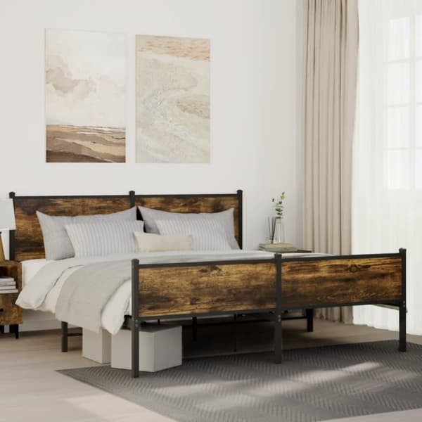 sengeramme uden madras 180x200 cm metal røget egetræsfarve