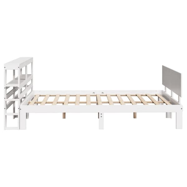 sengeramme med sengegavl 160x200 cm massivt fyrretræ hvid