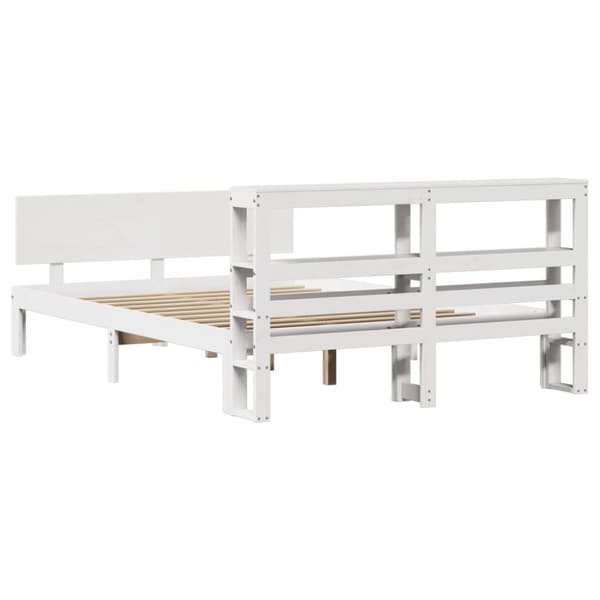 sengeramme med sengegavl 160x200 cm massivt fyrretræ hvid