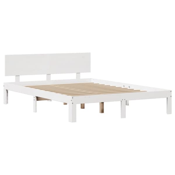 sengeramme med sengegavl 160x200 cm massivt fyrretræ hvid