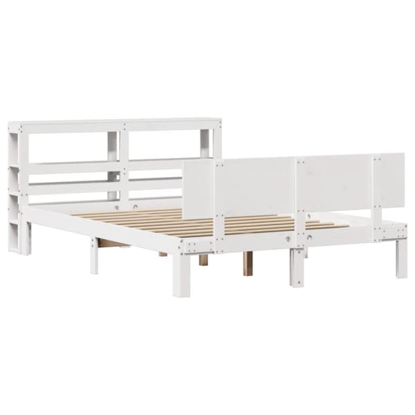sengeramme med sengegavl 160x200 cm massivt fyrretræ hvid