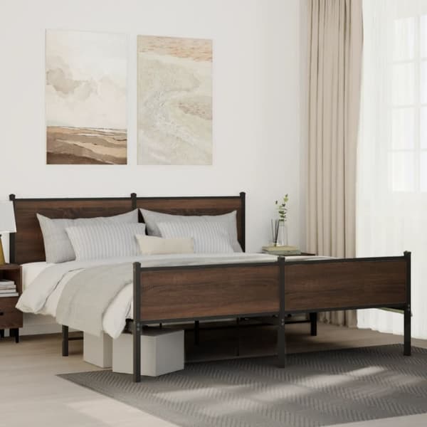 sengeramme uden madras 180x200 cm metal brun egetræsfarve
