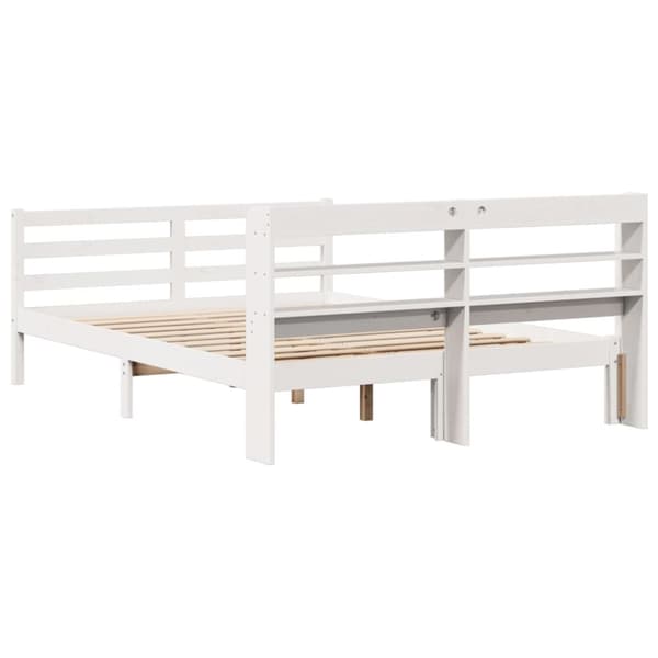 sengeramme med sengegavl 140x200 cm massivt fyrretræ hvid
