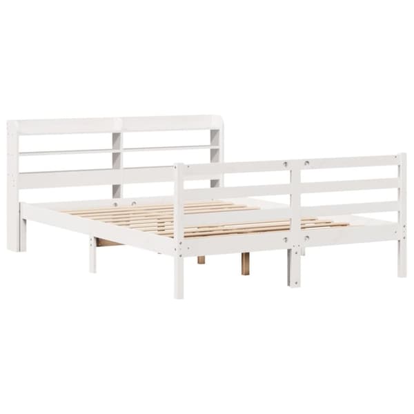 sengeramme med sengegavl 140x200 cm massivt fyrretræ hvid