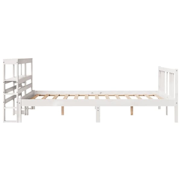 sengeramme med sengegavl 160x200 cm massivt fyrretræ hvid